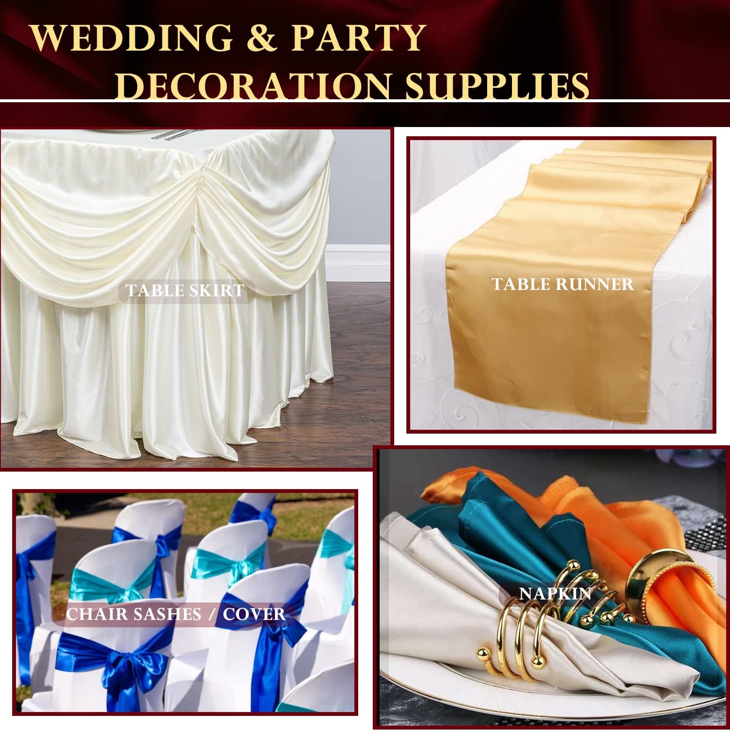 Green Satin Fabric 60 Inch by 5 Yards Solid Silky Charmeuse Fabrics for Wedding Decoration Table Cover DIY Dress Fashion Backdrop Crafts Support