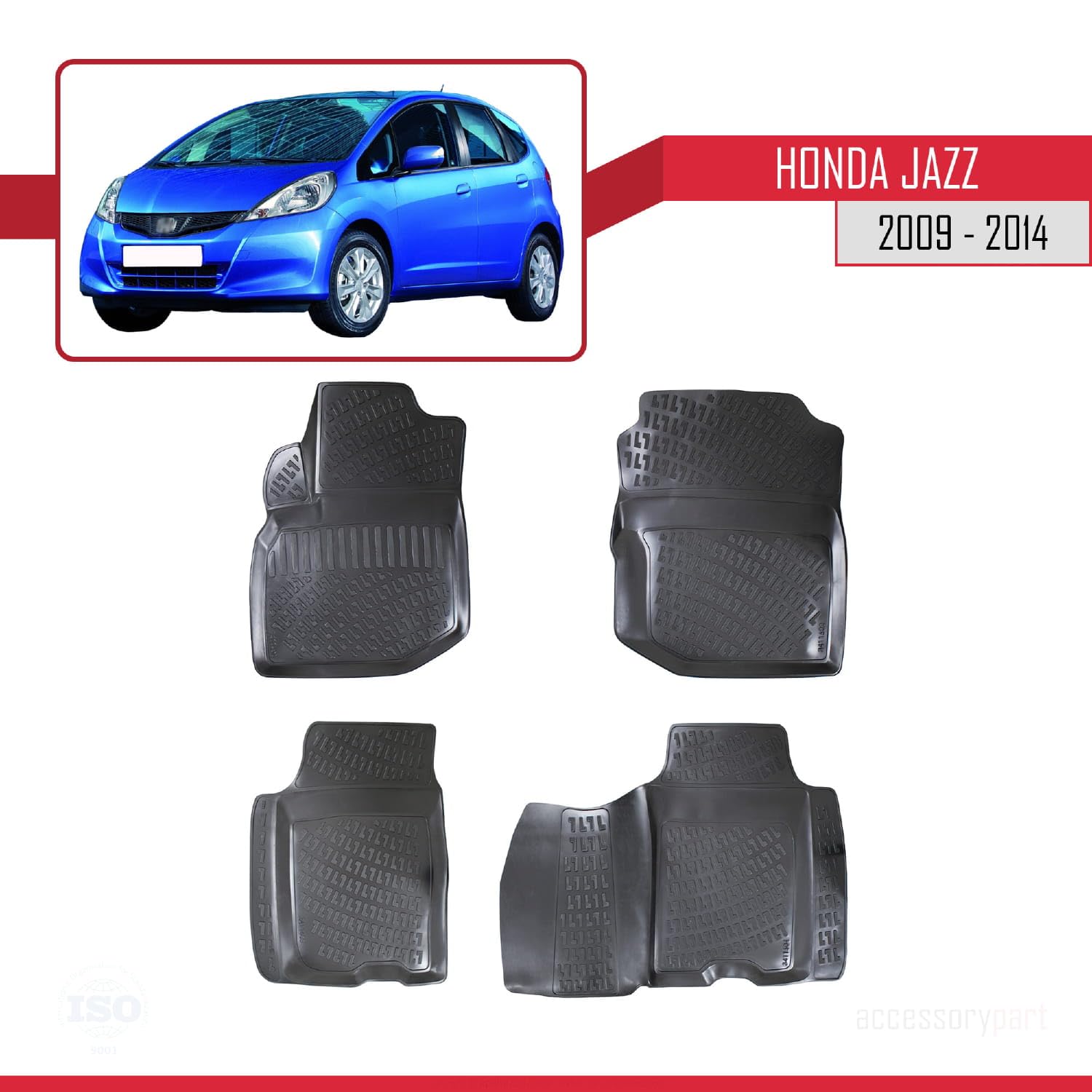 Dywaniki do Honda Jazz 2009-2015 bezzapachowe 4D gumowe dywaniki czarne