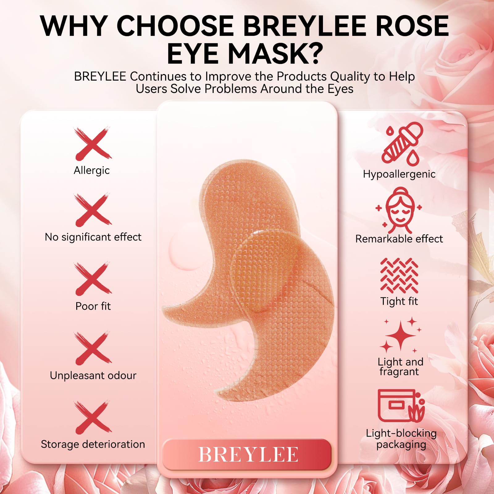 BREYLEE Aloe Vera Eye Masks– 60 Pcs - Puffy Eyes and Dark Circles Treatments – Look Younger and Reduce Wrinkles and Fine Lines Undereye, Improve and Firm eye Skin - Pure Natural Material Extraction: pink