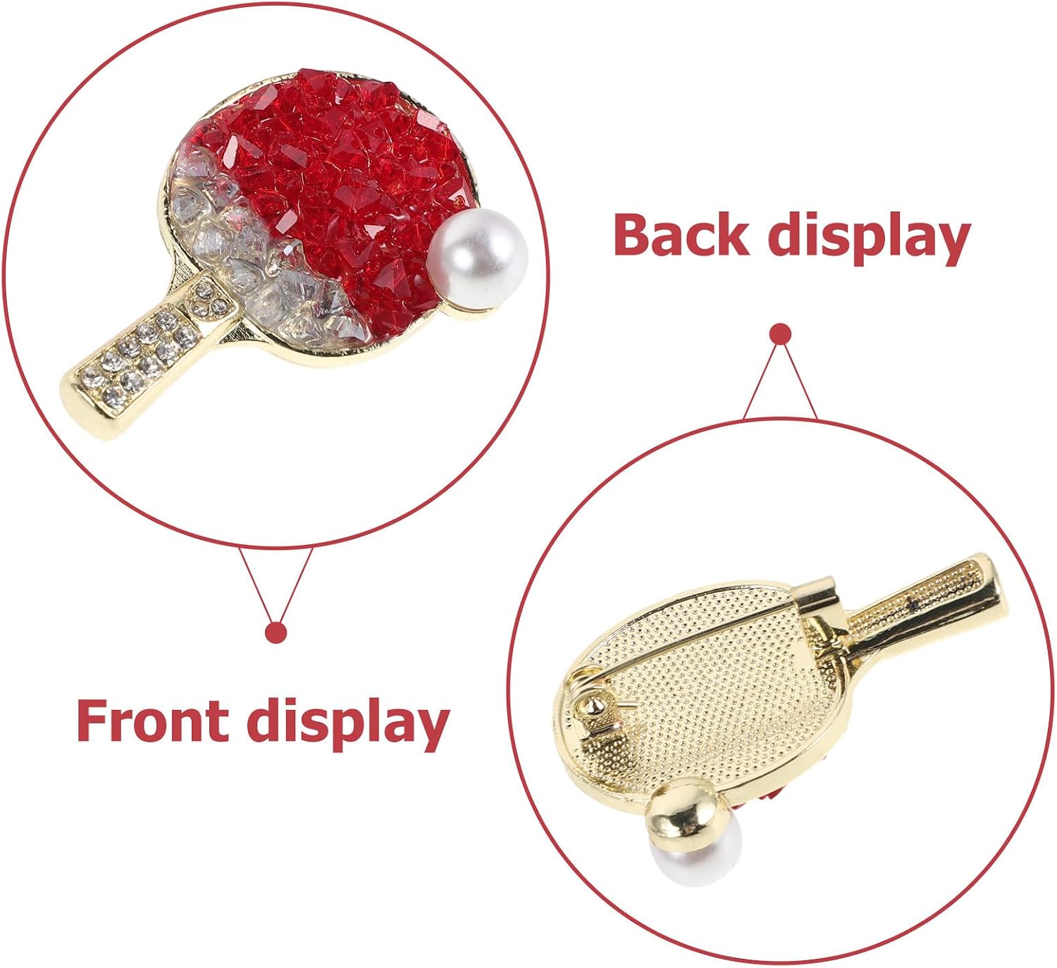 Table Tennis Brooch Pin Badge - Crystal Ping-Pong Bat Pearl Ball Label Pin Decoration - Backpack Hat Jacket Badges & Appliques for Sport Fan
