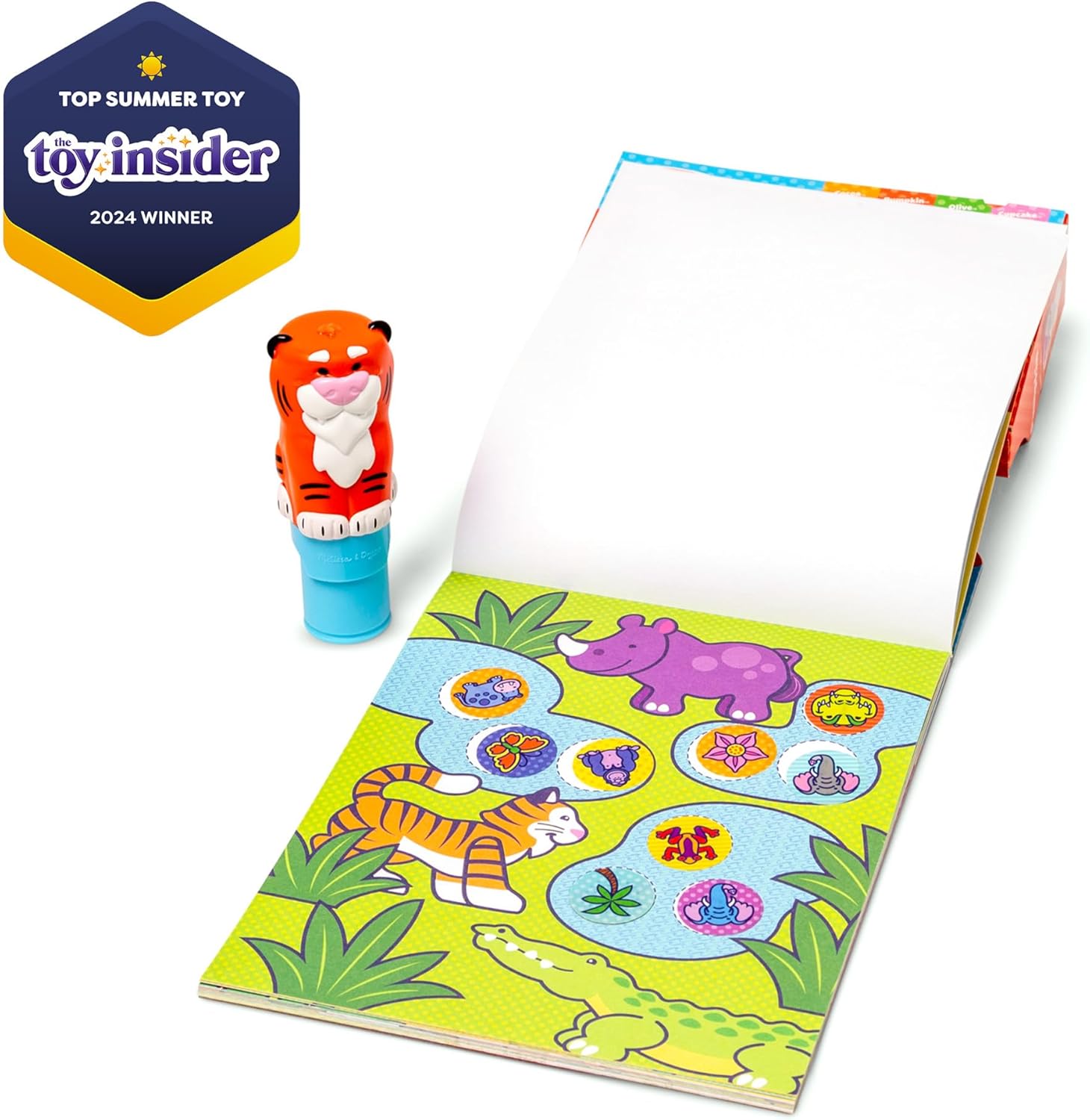 Melissa & Doug Sticker Wow!™ 24-Page Activity Pad and Sticker Stamper, 300 Stickers, Arts and Crafts Fidget Toy Collectible Character – Tiger - for Kids Ages 3+ - FSC Certified