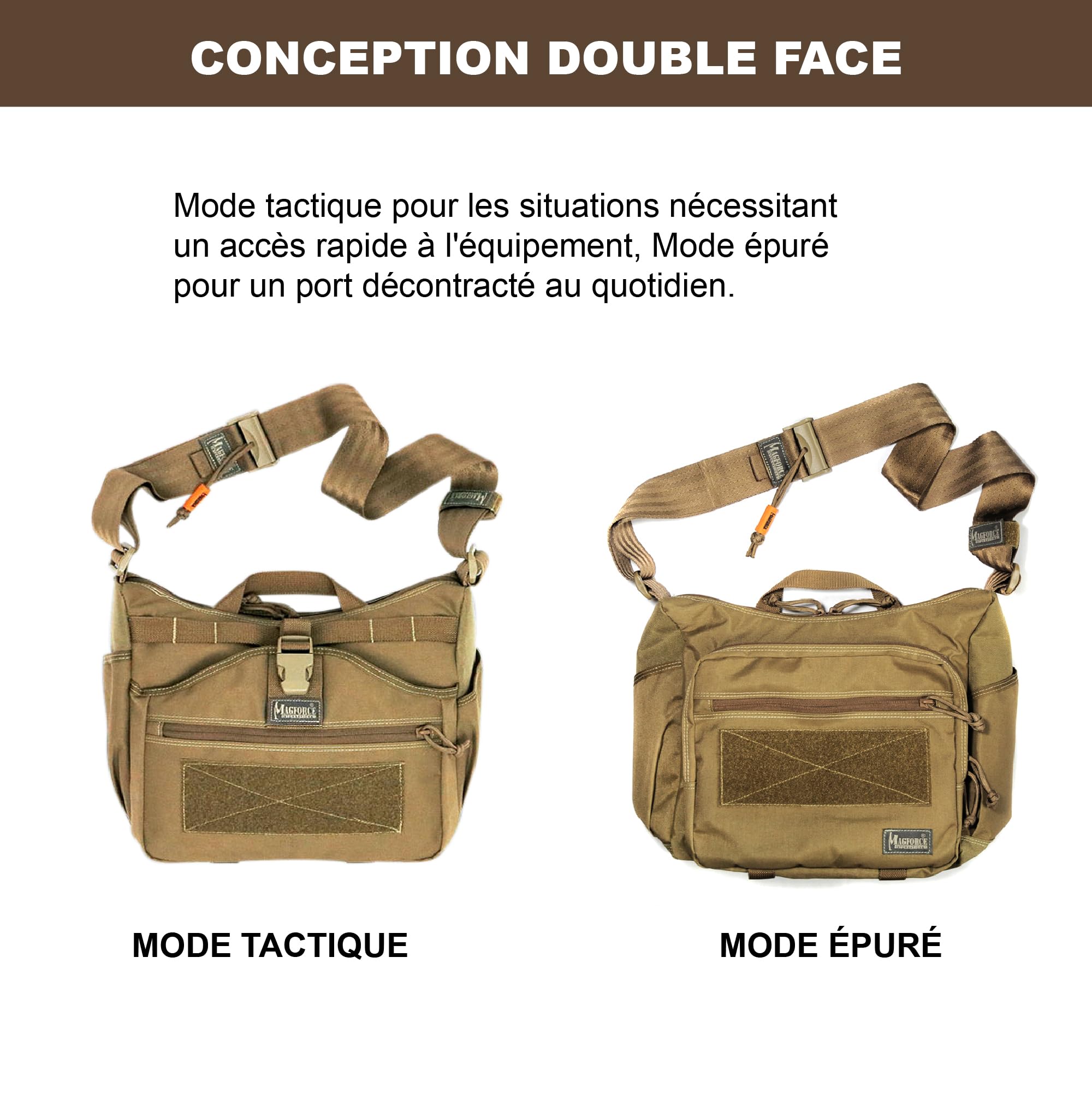 Magforce Sac Banane Tactique City Traveler pour Homme – Voyage et randonnée, léger, Grande capacité, Multiples Poches, Pochette Multifonction en Nylon avec Fermeture éclair, Noir Mat, Taille M – 500D