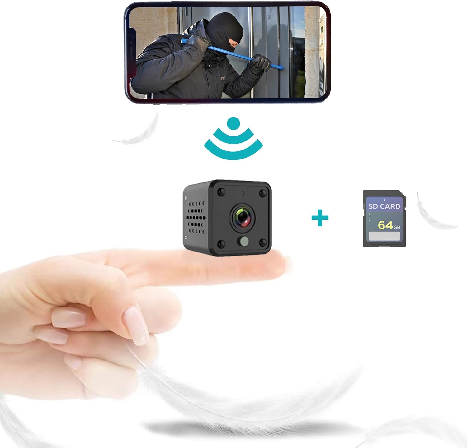 2 Pcs 1080P 64G SD Card Hidden Camera for Home