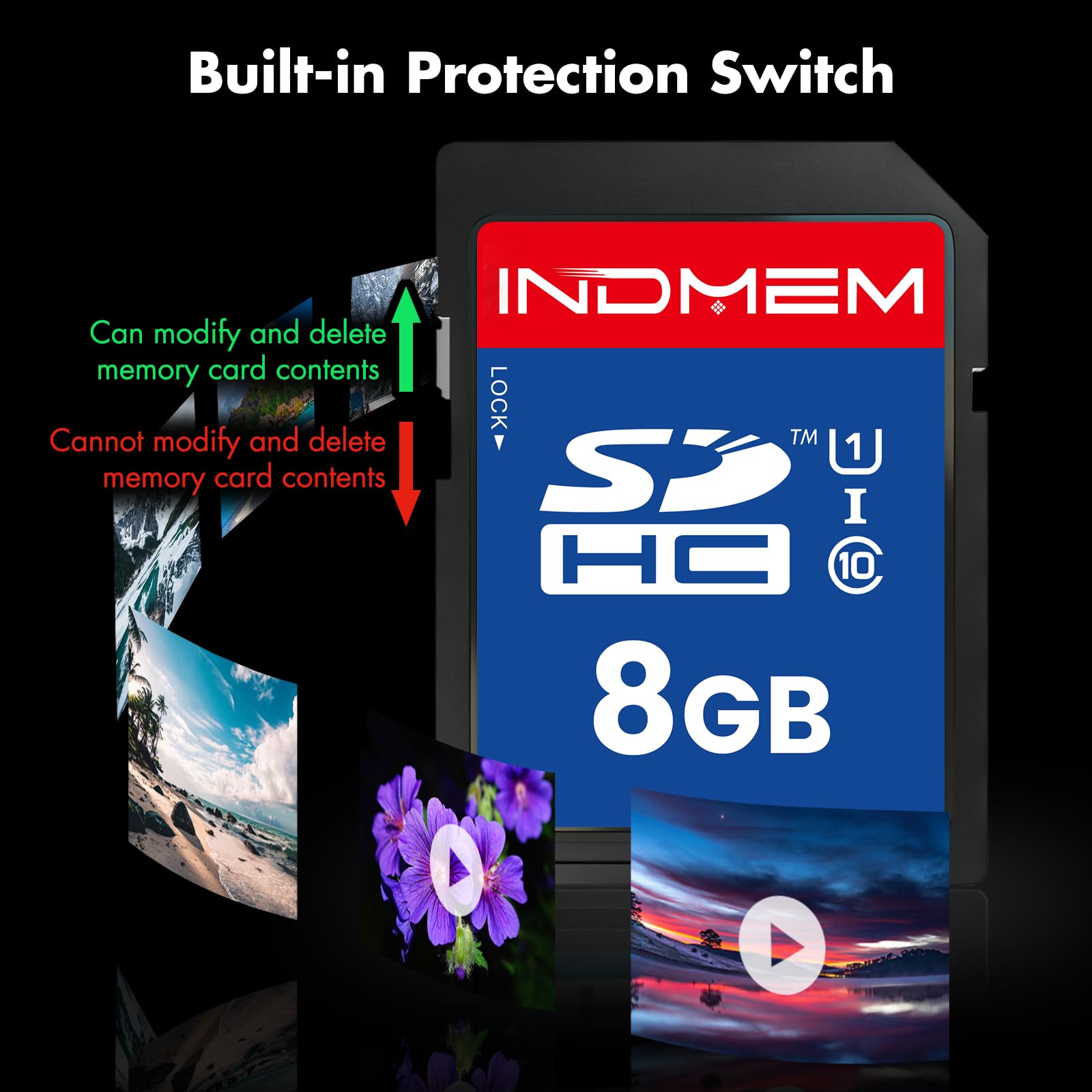 Tarjeta SD de 8 GB, 1 paquete de tarjeta de memoria flash UHS-I U1 Clase 10 8G SDHC compatible con cámara digital, computadora, cámaras de rastreo