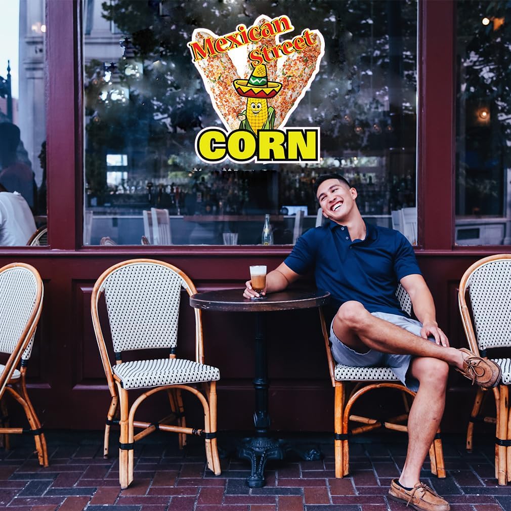 Die-Cut Sticker Multiple Sizes Mexican Street Corn Style A Food & Beverage Mexican Indoor Decal Concession Sign Yellow 36in Longest Side