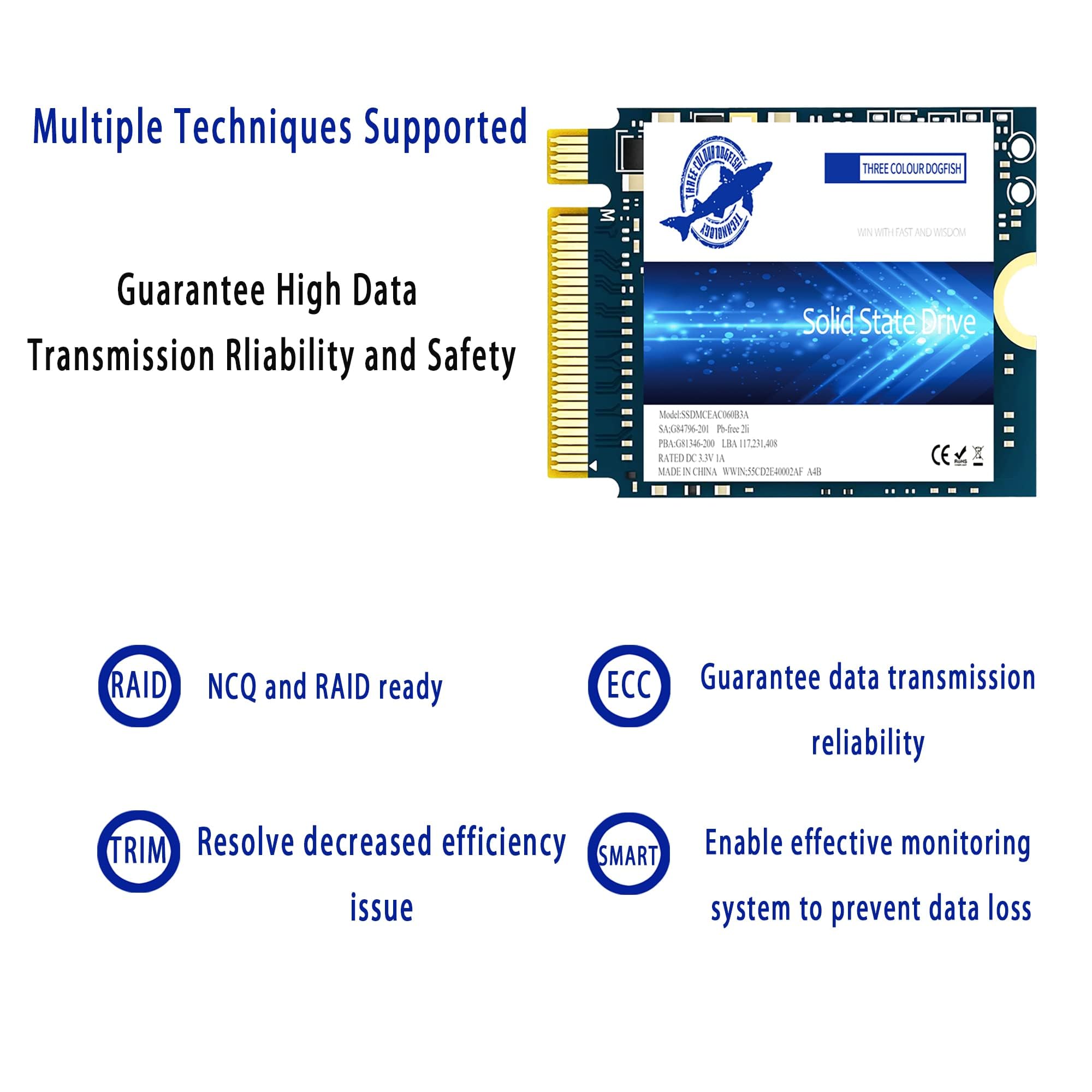 Dogfish Disque SSD Interne M.2 2230 de 128 Go, NVMe PCIe Gen 3.0 x4, Compatible avec Steam Deck, Ordinateurs Portables et Ordinateurs de Bureau