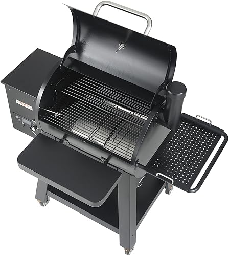 Miniatura 10 de VEVOR Parrilla ahumadora, parrilla portátil de pellets de madera con carro, parrilla de barbacoa 8 en 1 con control de temperatura PID para cocinar