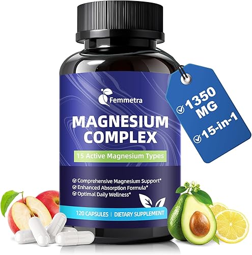 Miniatura 9 de Complejo de magnesio 15 formas suplemento de magnesio 1350 mg, citrato de glicinato, malato, taurato, óxido de cloruro de orotato, carbonato de