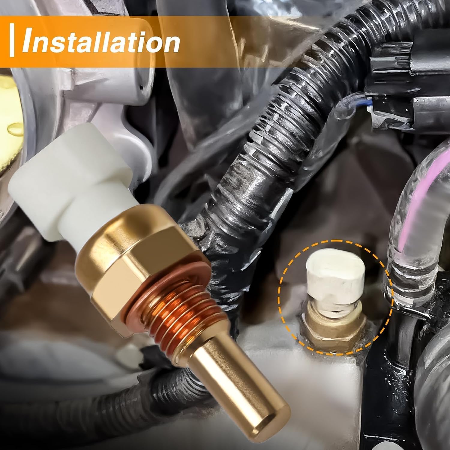Coolant Temp Sensor, ECT Water Temperature Sensor, Temp Switch Compatible with Chevrolet Tahoe Malibu Suburban Buick Lucerne Enclave Allure GMC Yukon Sierra Replace#: 12608814 15326388