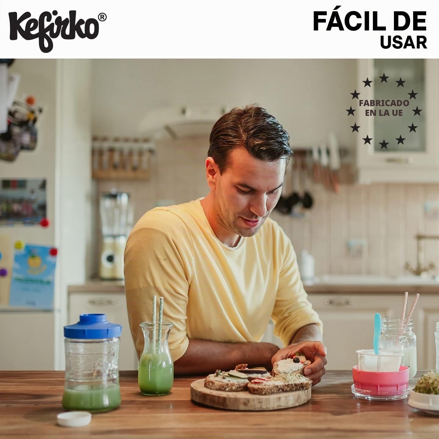 KEFIRKO Tarro para segunda fermentacion con tapa hermética | 848 ml | BPA Free