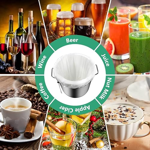 Miniatura 6 de Bolsas de preparación, 2 bolsas de infusión en una bolsa, bolsa de colado de vino reutilizable para elaborar cerveza casera, bolsa de malla fina