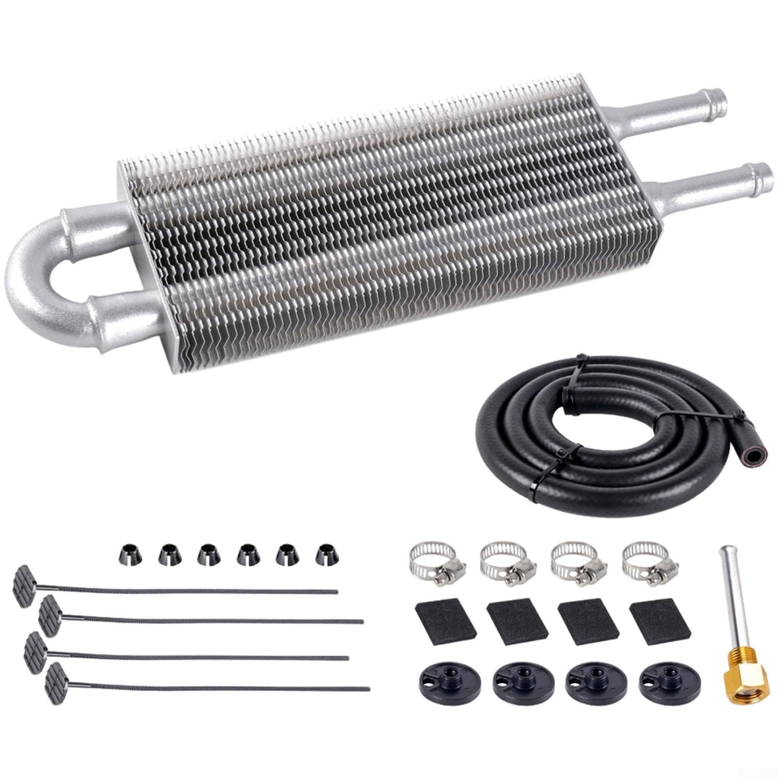 Kit de refroidisseur d'huile à transmission 2 passes de 0,6 cm, alliage d'aluminium pour une dissipation efficace de la chaleur à haute pression et (noir)