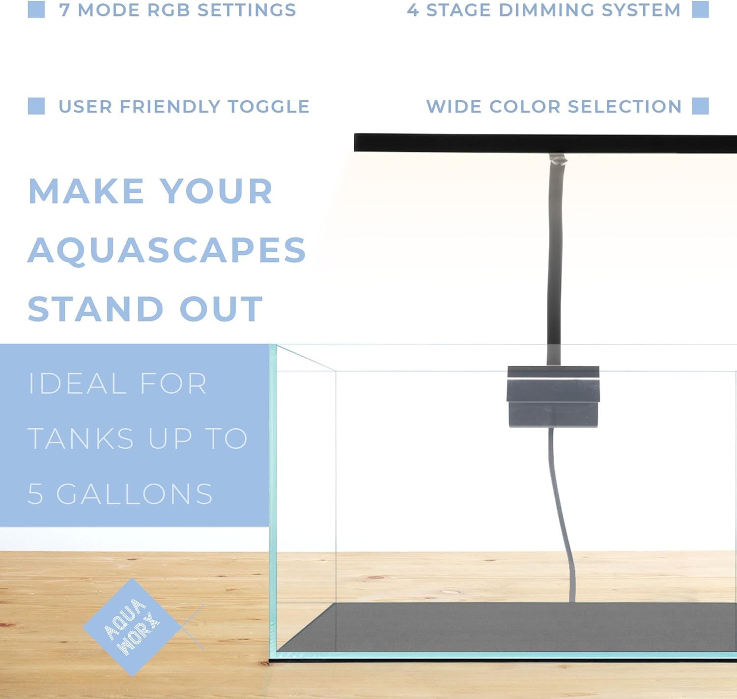 EOS LED Aquarium Light - Adjustable Gooseneck With 7-Mode RGB Settings - Ideal for Planted Tanks, Fish Tanks, Nano Aquariums - N7 RGB