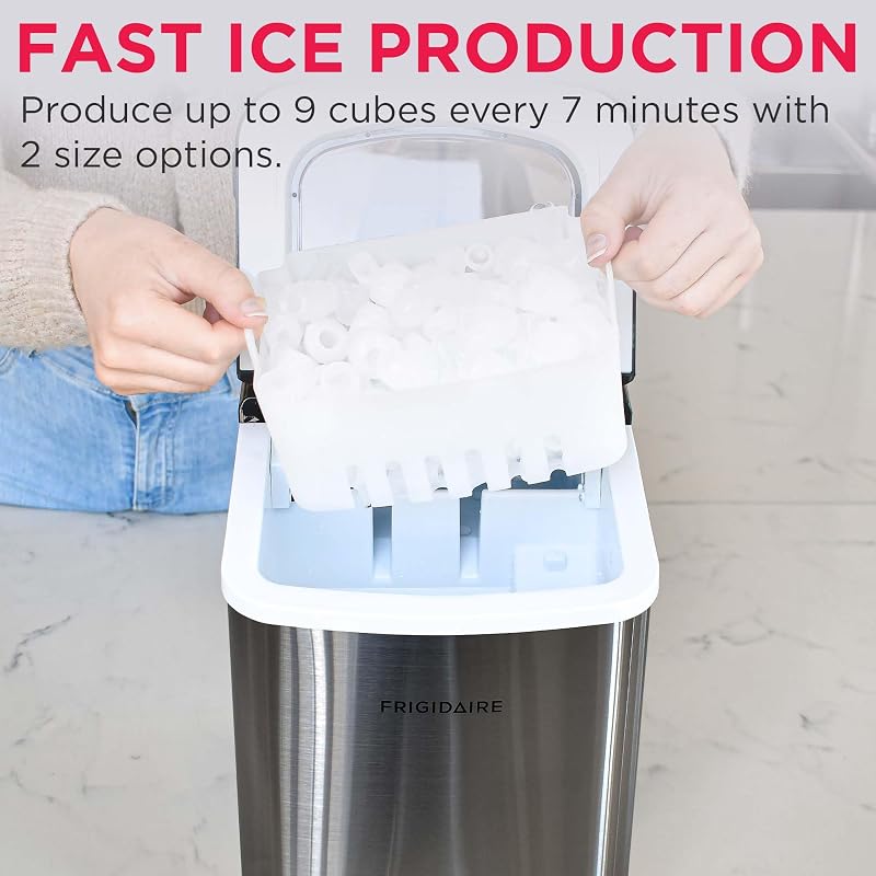 Frigidaire, 26 lb per Day, Countertop Bullet Ice Maker, Stainless Steel image 4