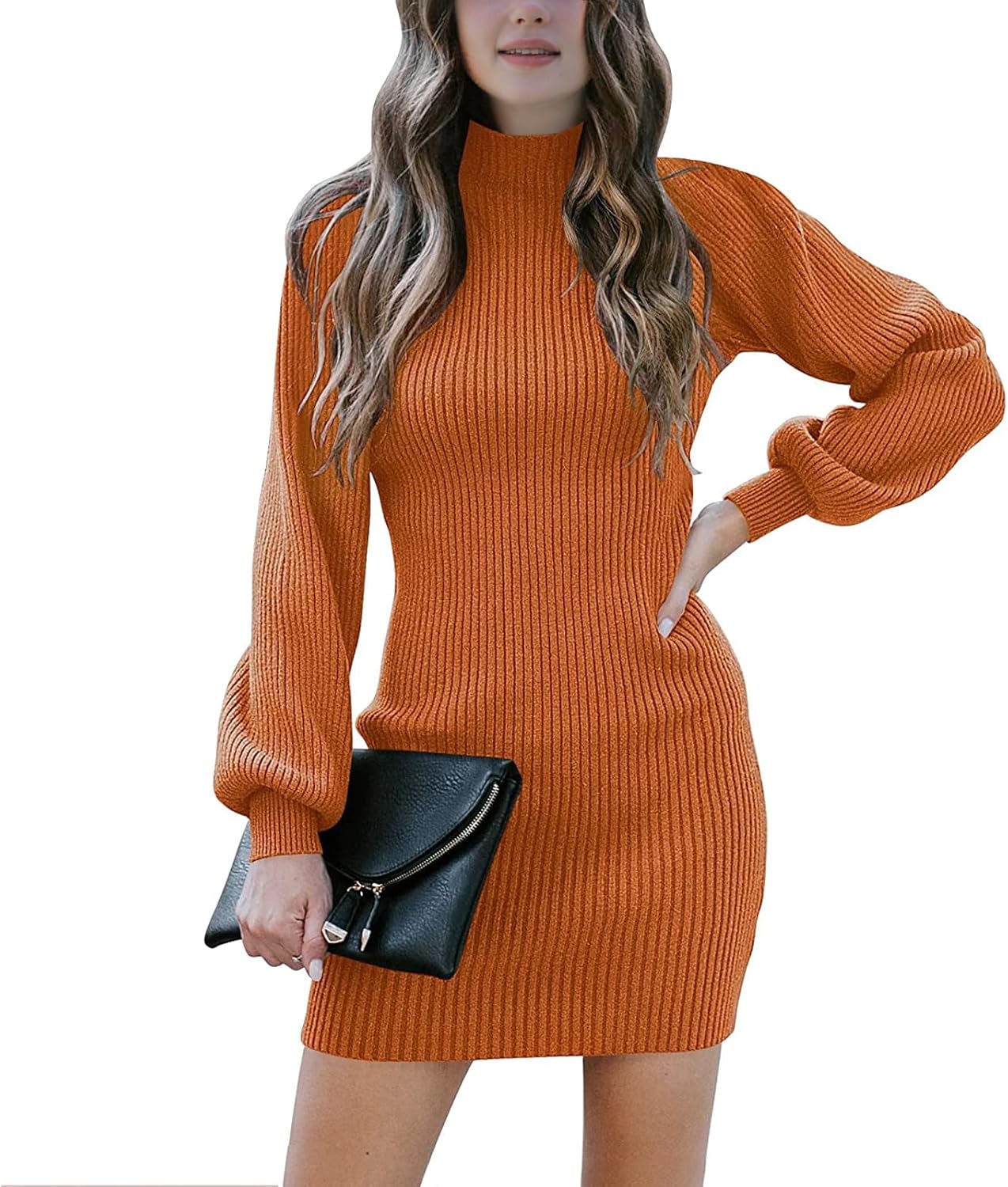 G&Y Women Turtleneck Long Sleeve Knit - Slim Sweater Bodycon Mini Sweater Dress