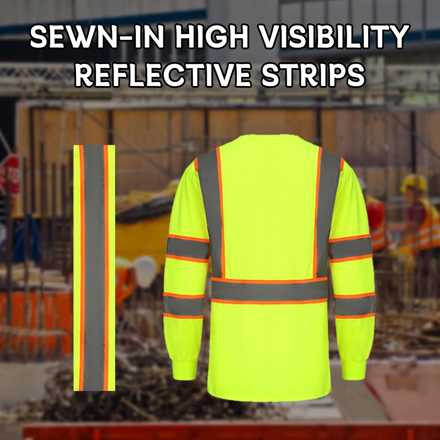 Custom Safety Shirts Hi Vis Quick Dry Work Reflective T-Shirt with Pocket for Men Women Construction