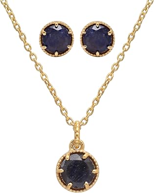 Natural Birthstone Necklace set for women- Authentic 925 sterling silver 18k Gold Jewelry, Dainty Minimalist Round Gemstone Pendant Set for Teen Girls, Gift for Mothers Day