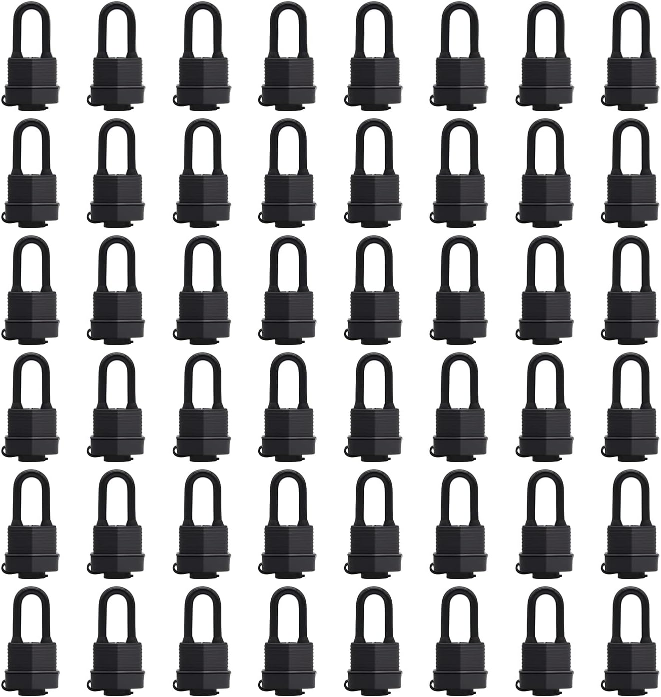FIGODE® Lock KA#4241, Waterproof Padlocks Keyed Alike for Outdoor use, Covered Heavy Duty Laminated Steel Lock, 1-9/16 Inch. Wide, Long Padlock, Pack of 48