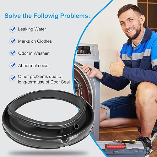 Miniatura 6 de W11314648 W10897390 Junta de sello de arranque de puerta de arandela diafragma de fuelle compatible con lavadora de carga frontal Whirlpool, Maytag,