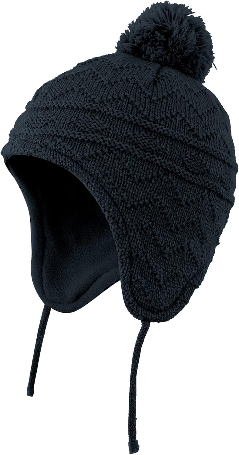 Connectyle Toddler Boys Girls Beanie Hat Fleece Lined Knit Kids Hat with Ear Flaps Warm Winter Hat Acrylic Watch Hat