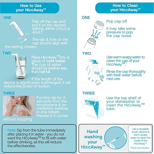 Miniatura 8 de HiccAway La paja para el hipo detiene el hipo rápidamente. Alivio del hipo clínicamente probado para todas las edades. Respaldo del tanque de