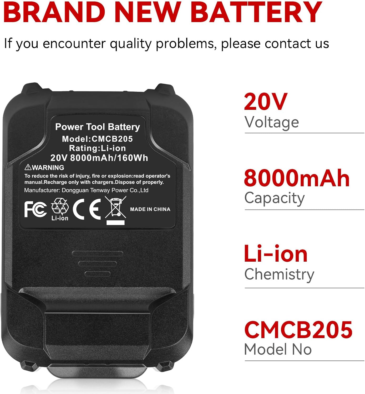 ARyee 4-Pack 20V 8.0Ah CMCB205 Replacement for Craftsman 20V Battery CMCB204 CMCB205 CMCB202 Cordless Impact Driver Tools Battery, 4Packs