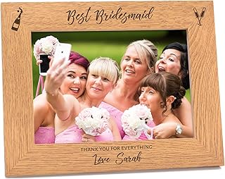 Bridal Party Gifts - BEST BRIDESMAID, Maid of Honour ENGRAVED PERSONALISED Photo Frame Thank You Gifts - Present for Flower Girl, Maid of Honour - 6" x 4" or 5" x 7" Landscape or Portrait Photo Frame