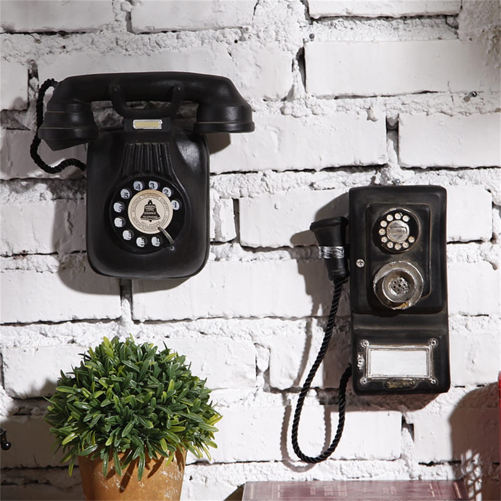 Meiiron Dekoracyjny model telefonu, emulacja telefon retro obrotowy telefon stacjonarny model rzemiosła ozdoby, czarny telefon obrotowy, stara moda vintage dekoracja telefonu prezent