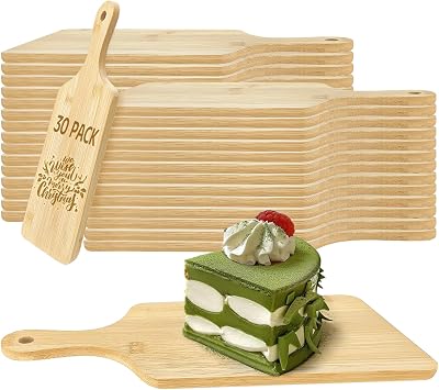 30 Pcs Cutting Boards with Handle 11" x 5" Wood Chopping Board Bulk Charcuterie Wooden Boards Laser Engraving Serving Tray Bulk for DIY Christmas Wedding Housewarming Gift Cooking Decor Bamboo