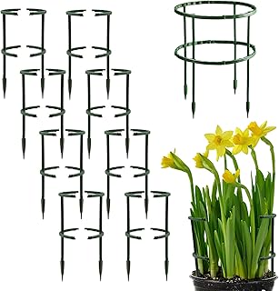 kulusion 16 PCS Plant Support Stakes, Upgrate Double-Deck Spliceable Half Round Plant Support Ring,Garden Flower Support P...