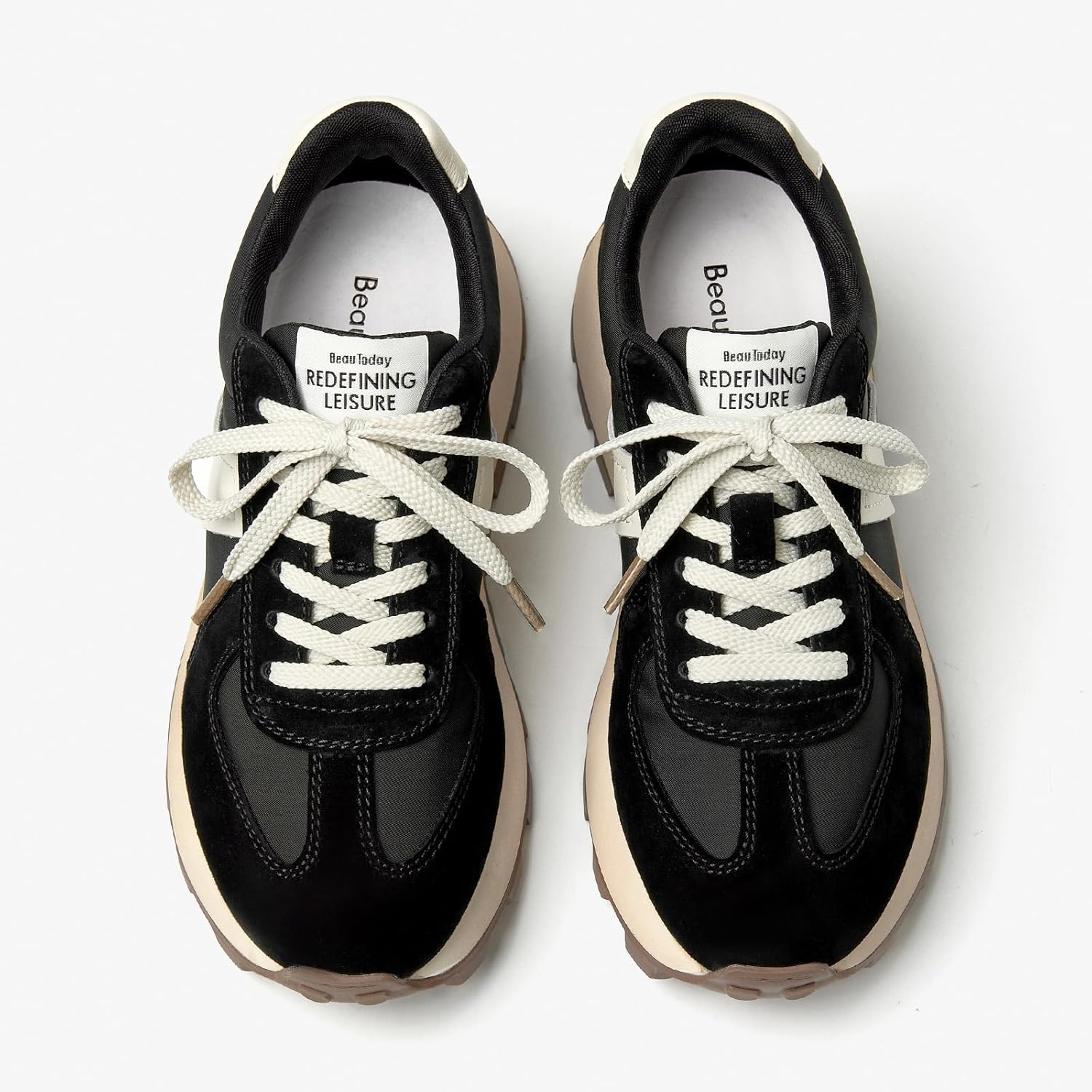 BEAU TODAY Fashion Sneakers for Women Genuine Leather Casual Tennis Shoes Retro Comfortable Non-Slip Wide Walking Shoes for Gym - Image 4