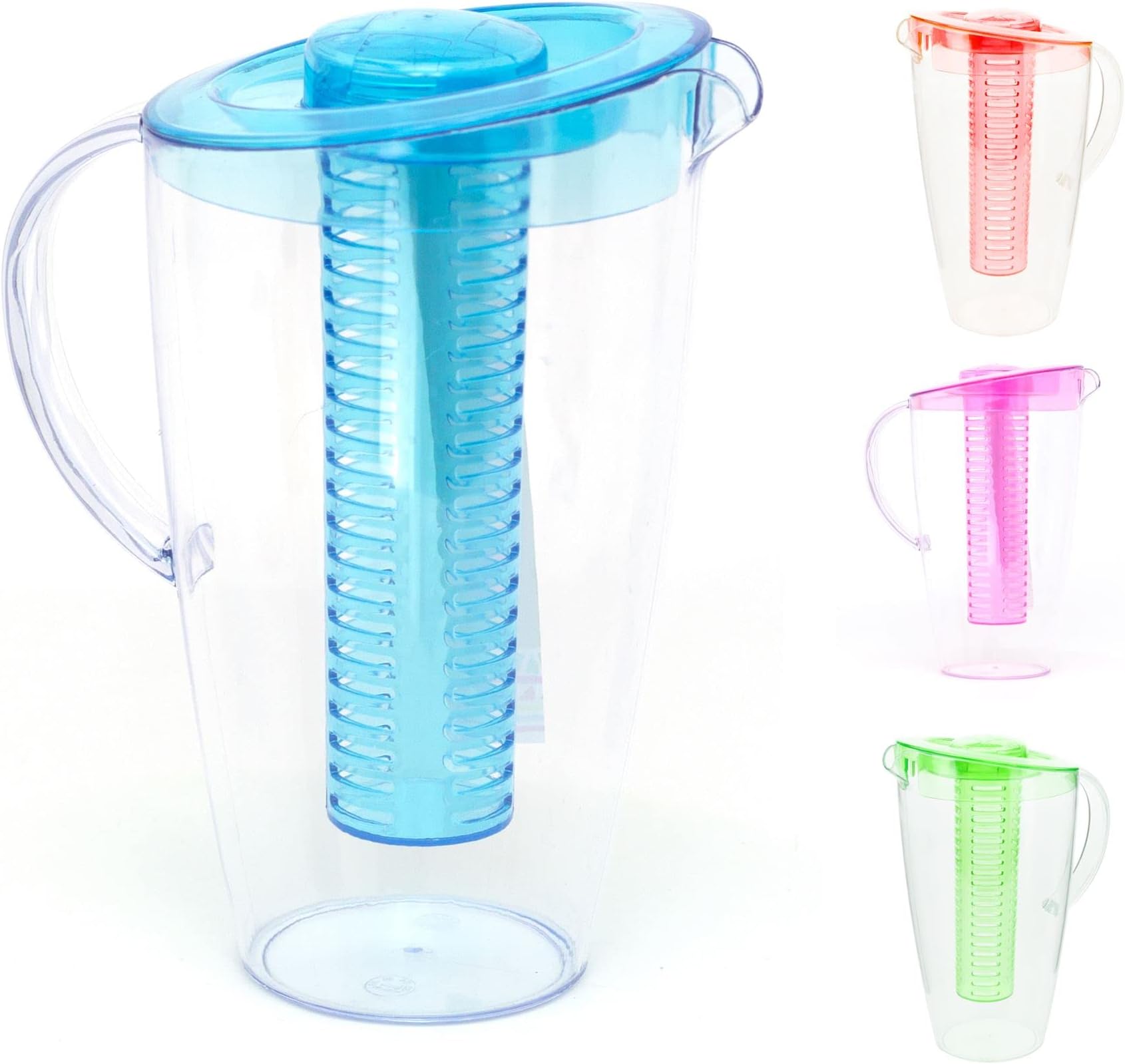 2 Litre Fruit Infuser Jug Water Pitcher | Plastic Pitcher Jug With Lid | Fruit Infused Water Jug - Colour Varies One Supplied