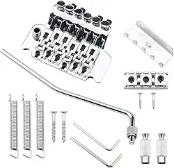 Guitarra elétrica cromada ponte Tremolo com barra dupla trava tipo Floyd Rose