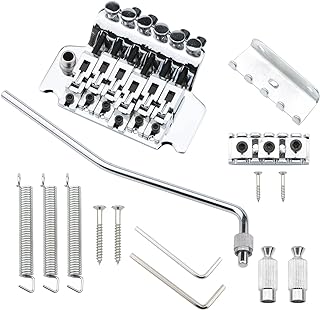 Chrome Electric Guitar Tremolo Bridge with Bar Double Strat Locking for Floyd Rose Type