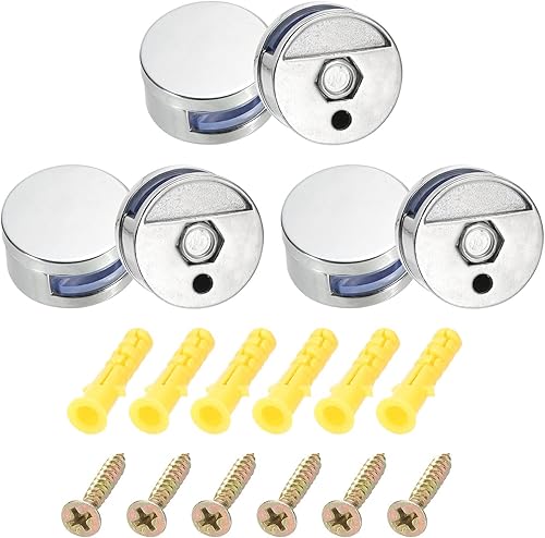 HARFINGTON Clip de espejo, 6 clips de vidrio flotantes para espejo de 0.27 a 0.315 pulgadas de grosor, clips de espejo de baño para espejo sin