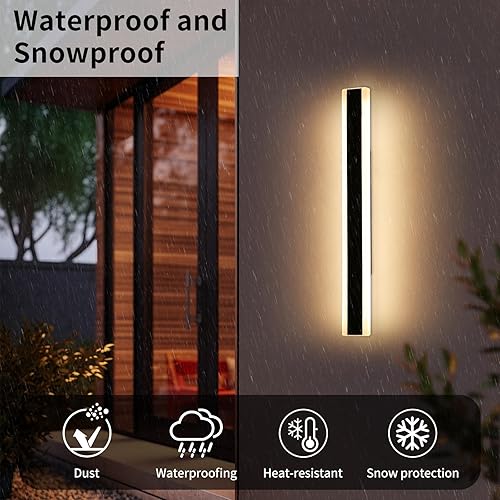 Vista 75 de Apliques de pared para exteriores de 47 pulgadas, regulables de 3000 K-6000 K, luces de pared larga para exteriores, IP65 impermeable, moderna
