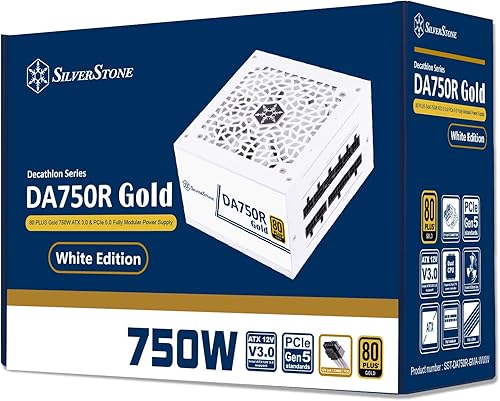 Vista 22 de SilverStone Technology DA850R Gold 80 Plus Gold 850W ATX 3.0 y PCIe 5.0 Fuente de alimentación con carcasa blanca, ventilador y cables blancos