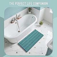 Vista 7 de Yimobra Alfombra de baño de 47 x 24 pulgadas, antideslizante y súper absorbente, lavable a máquina, de secado rápido, alfombra de ducha de chenilla