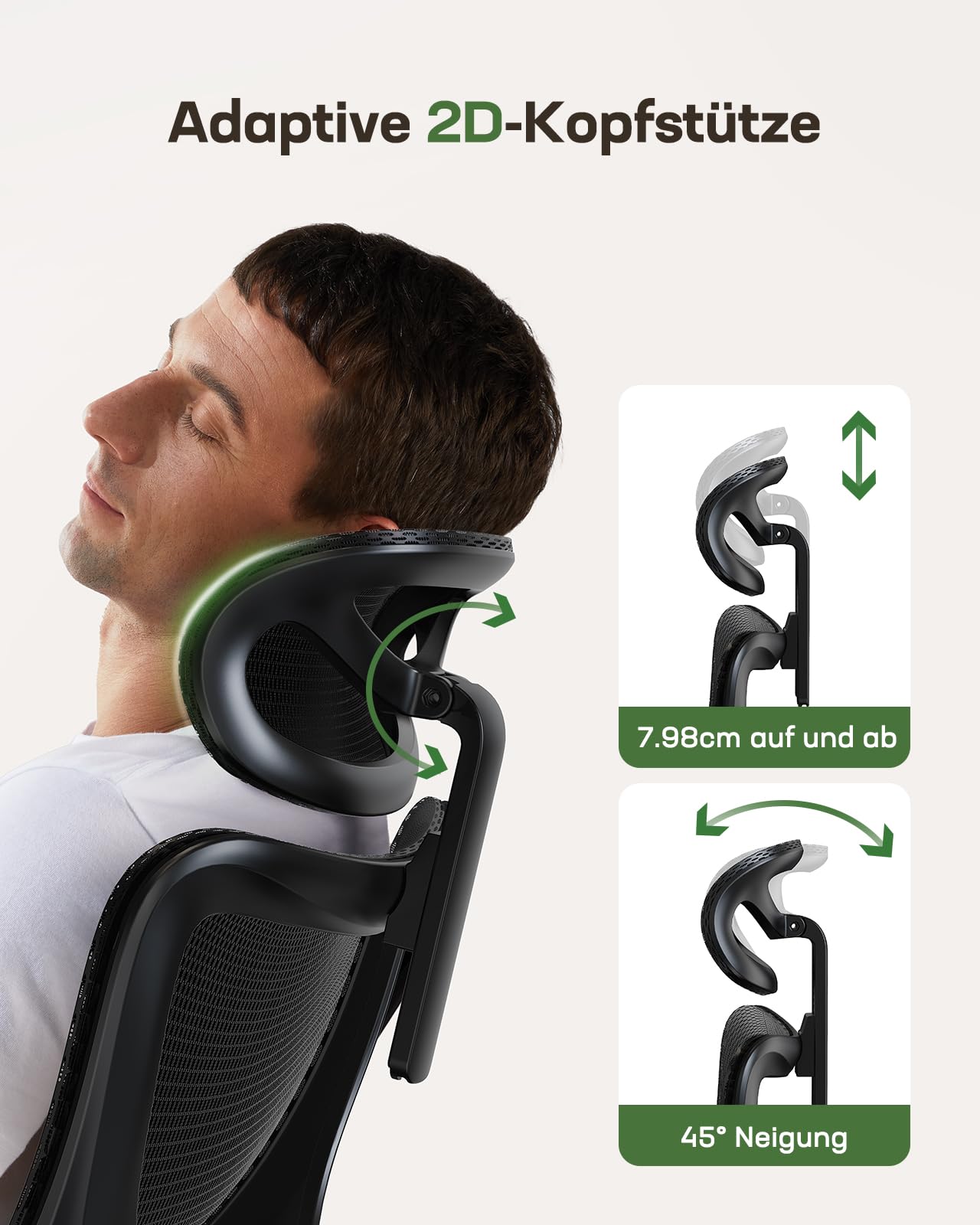Marsail Ergonomiczne krzesło biurowe z wysokim oparciem z siatki, adaptacyjne podparcie okolic lędźwiowych, zagłówek 2D, składane podłokietniki 3D, regulacja wysokości i nachylenie przechylania, kolor