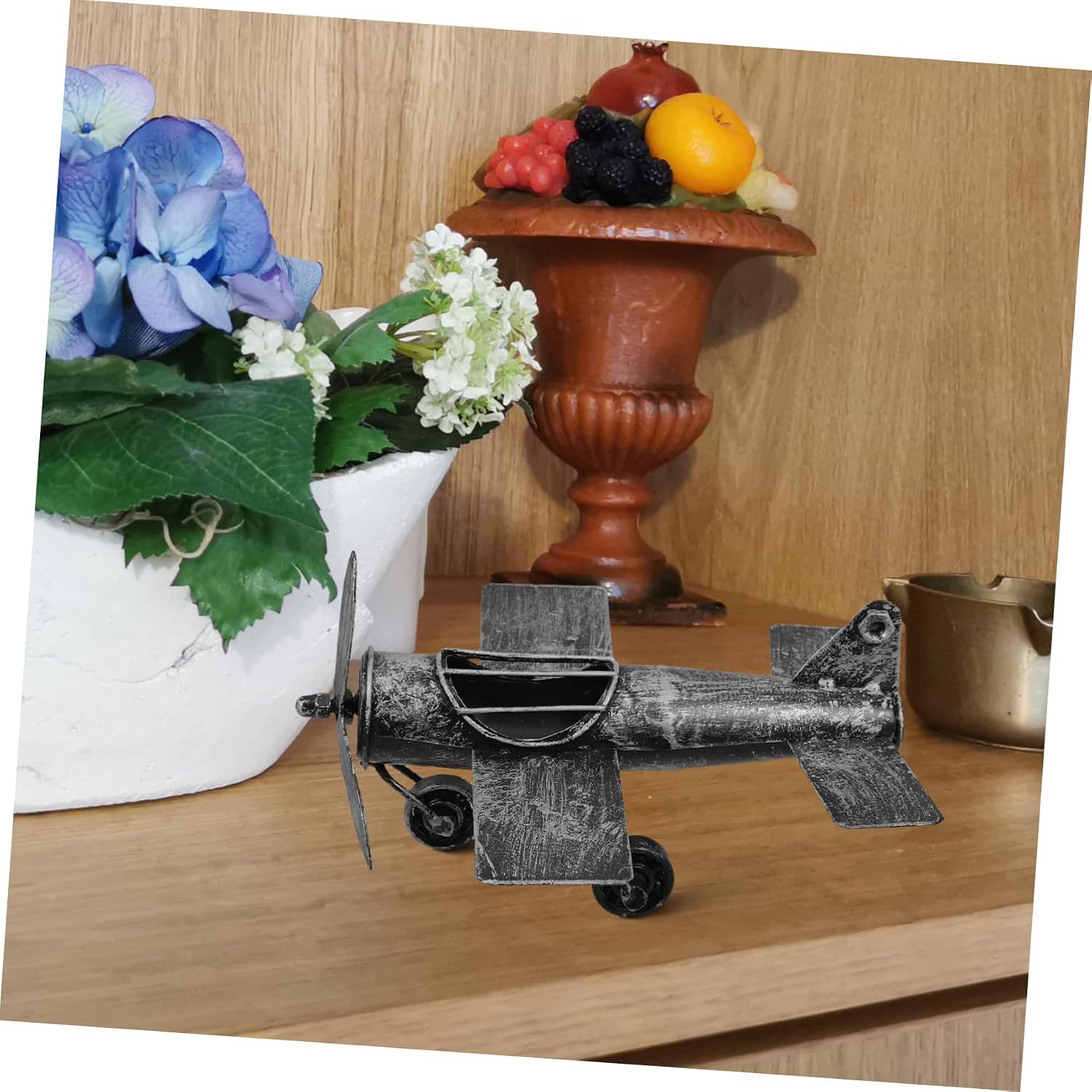 ORFOFE Detailed Metal Airplane Model with Stand Vintage Aircraft Decor for Adults Artistic Tabletop Decoration for Aviation Enthusiasts and Home Decor