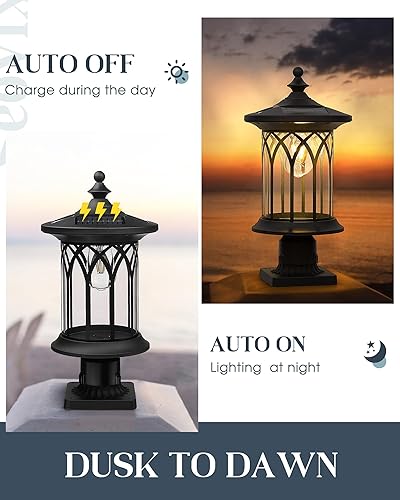 Miniatura 5 de KL235SPL10-1 - Luces solares impermeables para exteriores, lámpara solar del atardecer al amanecer, lámpara de poste de luz solar para poste E26,