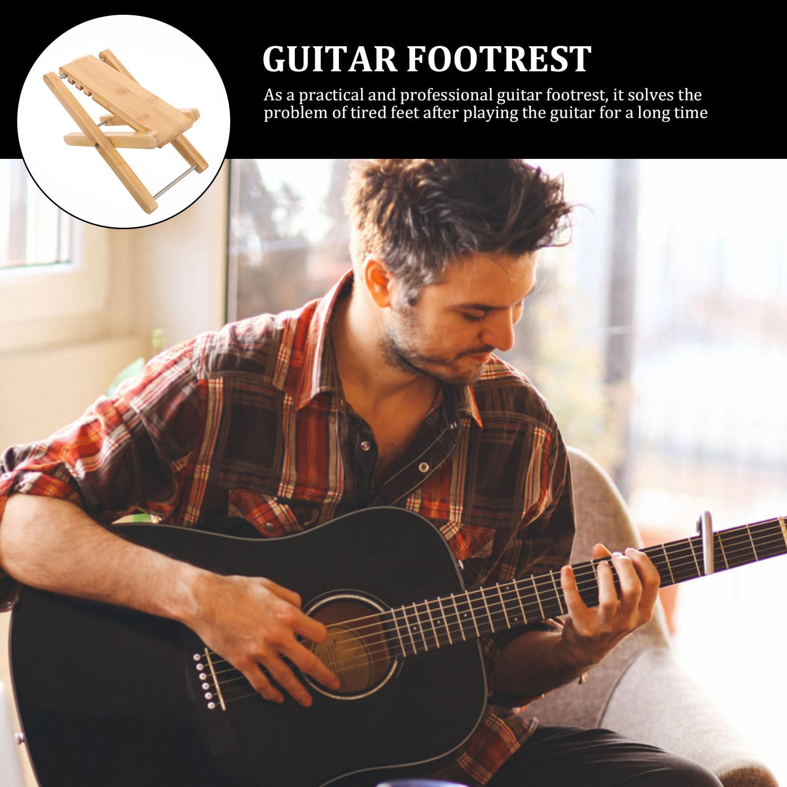 Alipis Höhenverstellbarer Gitarren Fußhocker Eleganter und Robuster Gitarrenübungshocker Stabile Fußstütze für Klassische Gitarre für Akustische Gitarre