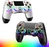 Hycago Wireless Controller for PS-4, Controller Wireless for PS-4/Pro/Slim/PC, Bluetooth Gamepad Joystick with Dual Vibration Touch Panel 3.5mm Audio Jack Six-Axis (Black+White)