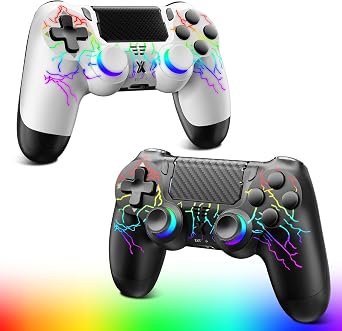 Hycago Wireless Controller for PS-4, Controller Wireless for PS-4/Pro/Slim/PC, Bluetooth Gamepad Joystick with Dual Vibration Touch Panel 3.5mm Audio Jack Six-Axis Black+White