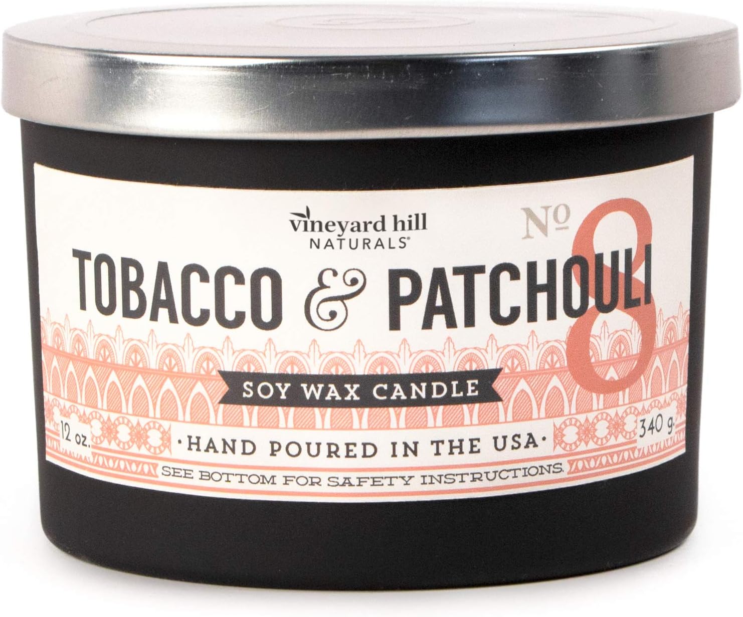 Vineyard Hill Naturals Candle, Soy Wax, Matte Black, L