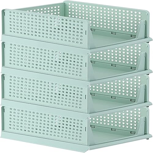 Miniatura 1 de SEIFCO Paquete de 4 organizadores plegables para armario, organizador de armario de plástico, cesta de almacenamiento de plástico apilable,