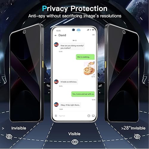 Miniatura 2 de Paquete de 2+2 para Xiaomi Poco X7 Protector de pantalla de vidrio templado de privacidad y protector de lente de cámara, dureza 9H transparente HD