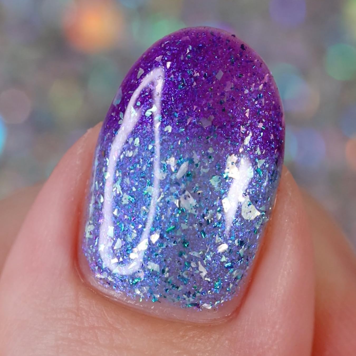 Whats Up Nails - Spicy or Icy Thermal Nail Polish Purple to Blue with Dark Green Silver Flakies Blue Shimmer Lacquer Varnish Made in USA 21 free