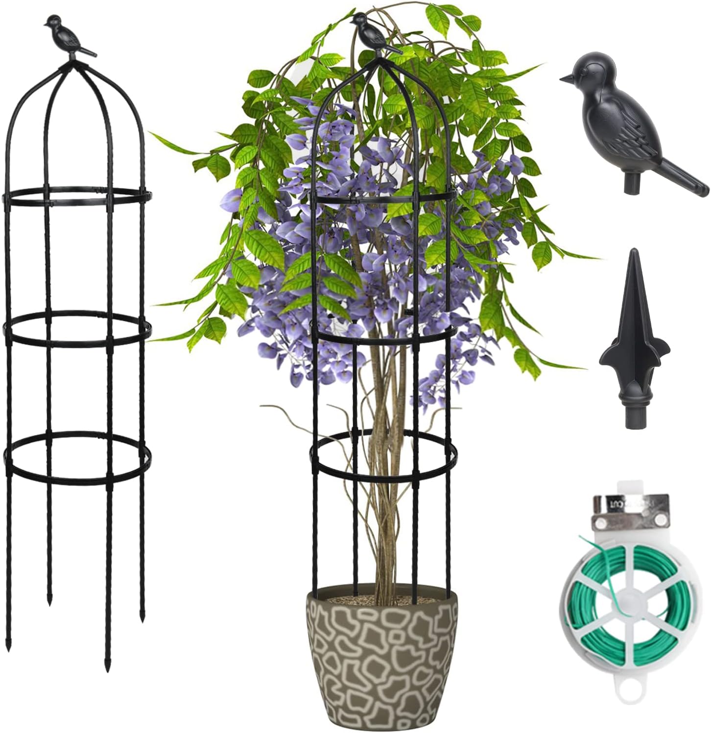 Garden Trellis for Climbing Plants Outdoor, Tall Rustproof Plant Support Trellis for Potted Plants Climbing Vine Rose Clematis Outdoor Indoor Garden Obelisk Trellis (H: 145cm)