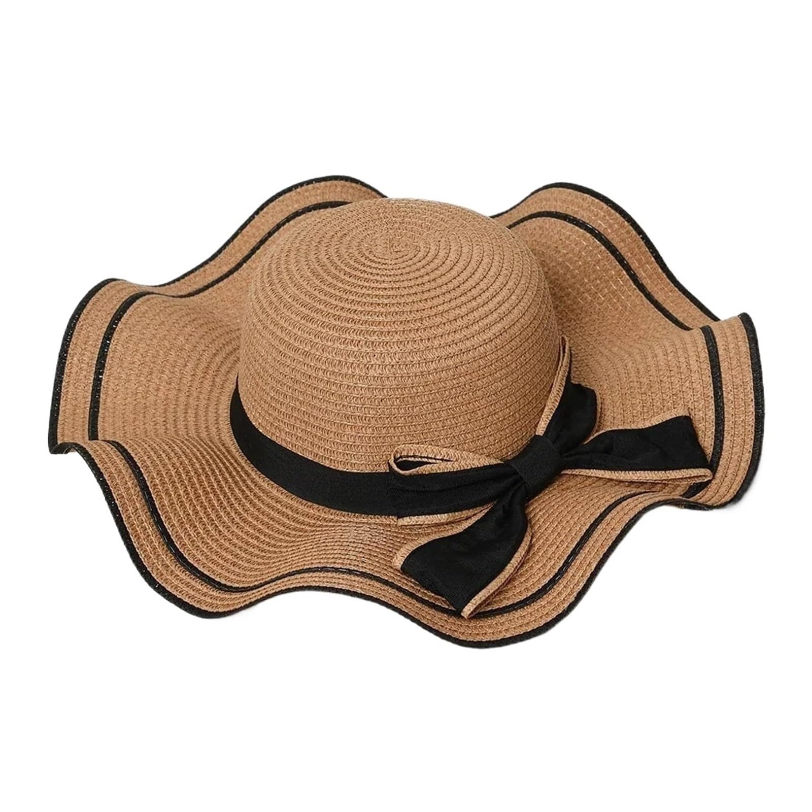 Generico Cappello da sole donna in paglia, parasole spiaggia, viaggio, multifunzionale